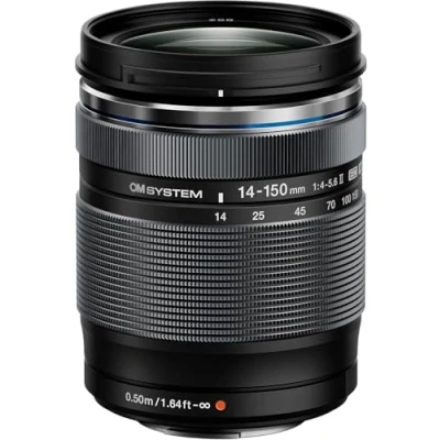 Image of OM SYSTEM M.Zuiko Digital ED 14 150 mm F4 5.6 II Lens, Universal Zoom, Suitable for All MFT Cameras (OM &amp; Olympus D PEN Models, Panasonic G Series), Black