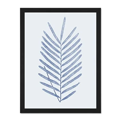 Image of Wee Blue Coo Botanics Cobalt Fern Diversifolium Large Black Framed Art Print Wall Poster 18x24 inch