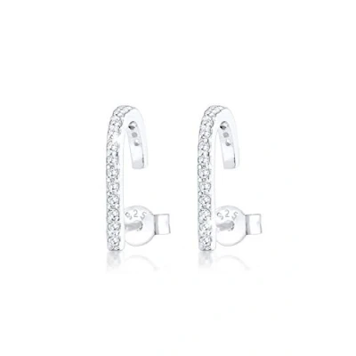 Image of Elli Women Silver 925 Sterling Geo Zircon Earrings