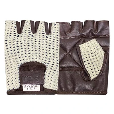 Image of Racing CYcling Half Finger/Full Finger Leather Net Gloves Gym Training Bus Driving Antislip (H.F.Brown White, LARGE)