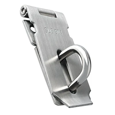 Image of Sayayo SUS304 Stainless Steel Padlock Hasp Door Lock Shed Lock, 3 Inch Heavy Duty and Staple Clasp Gate Latch, Brushed Nickel, EMS9 3A
