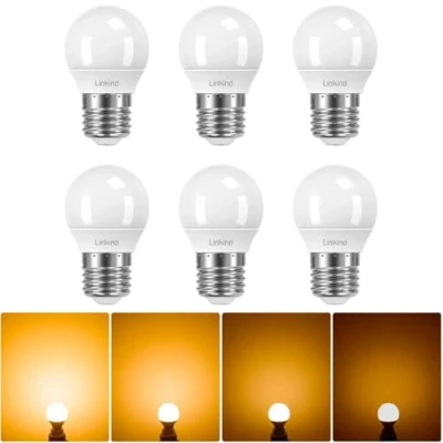 Image of Linkind Dimmable Golf Ball LED Light Bulb E27 Edison Screw, 4.2W G45 Mini Globe Bulbs, AC220 240V, 40W Equivalent, Soft White 2700K, 470lm, 6 Pack