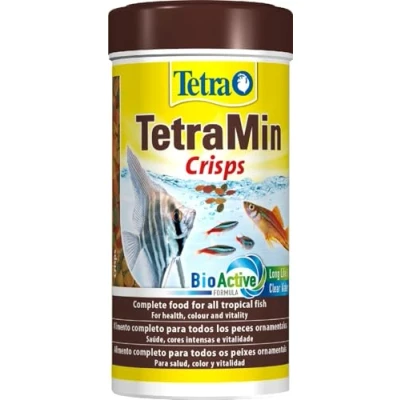 Image of Tetra Min Crisp Fish Food, Complete Food for All Tropical with Clean and Clear Water Formula, 250 ml (Pack of 2)