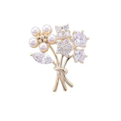 Image of Pearl Bouquet Brooches for Women Rhinestone Flower Brooch Lapel Pin Badge Jewelry Gifts Wedding Banquet Mothers Day