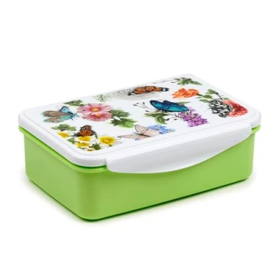 Image of Puckator Butterfly Meadows Clip Lock Lunch Box for Adults and Kids with Compartments Snack Food Containers Lids Stackable Pots Meal Prep Container