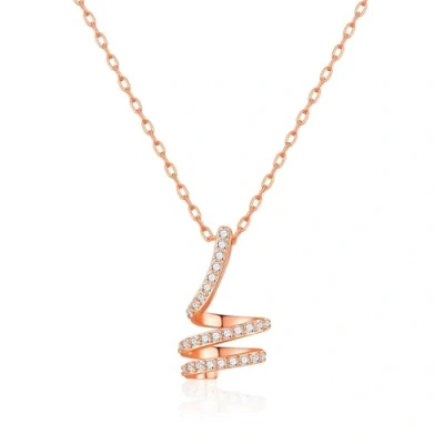Image of Philip Jones Rose Gold Plated Spiral Twist Necklace Created with Zircondia® Crystals