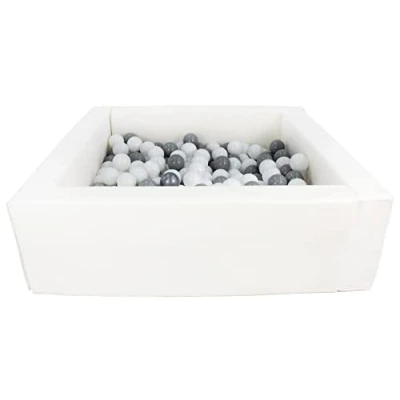 Image of Velinda Soft play ball pit, home indoor, outdoor, pit + 200 balls (Ball pit/balls colour: white/white, grey)