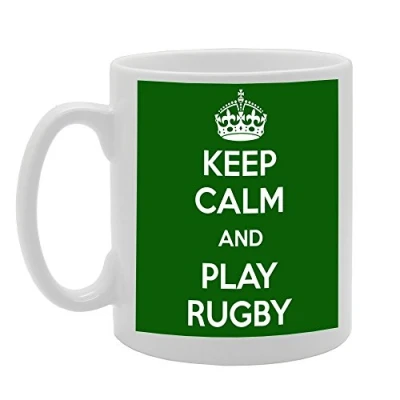 Image of Coralgraph Inc MG756 Keep Calm and Play Rugby Novelty Gift Printed Tea Coffee Ceramic Mug