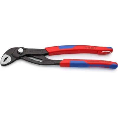 Image of Knipex Cobra® High Tech Water Pump Pliers grey atramentized, with multi component grips, integrated tether attachment point for a tool 250 mm 87 02 T