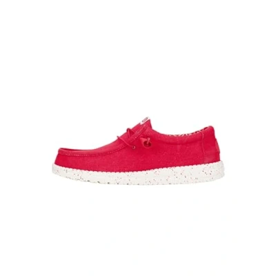 Image of HEYDUDE Men&#039;s Wally Canvas Casual Slip On Shoes Moccasin Style, Savvy Red, 6 UK