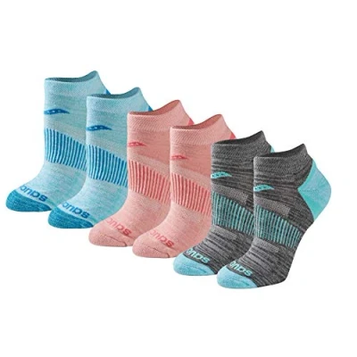 Image of Saucony Women&#039;s Rundry Performance Selective Cushion Socks, Available in S l (6, 12, Fashion Assorted (6 Pairs), M (Pack of 6)