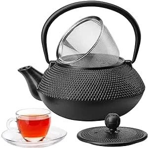 Image of Vintage Gourmet Japanese Style Tetsubin Cast Iron Teapot (0.6 Litre with Rope Handle)