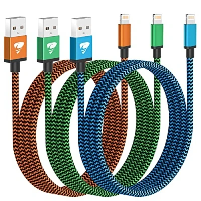 Image of 3Pack 3M iPhone Charger Cable, Long MFi Certified Lightning to USB Cable Braided Lead Fast Charging Cord Compatible with 14 13 12 11 Pro Max XR XS 8 7 6 Plus SE