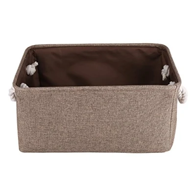 Image of Asixx Foldable Storage Boxes, Fabric Bin Basket with Cotton Rope Handle for Clothes, Shoes, T Shirt, Skirt, Socks, Toys, Sundries(Brown)