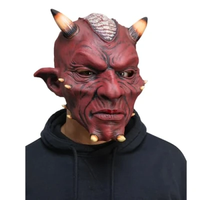 Image of Wicked Costumes Red Devil Full Head Latex Mask Fancy Dress Costume Accessory