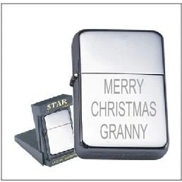 Image of MERRY CHRISTMAS GRANNY PERSONALISED ENGRAVED STAR CHROME PETROL LIGHTER 186 FREE OF CHARGE
