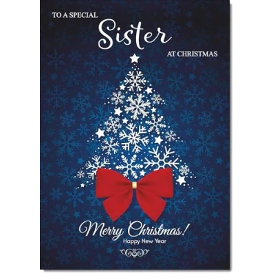 Image of doodlecards Sister Christmas Card Blue Abstract Tree Large A4 Size for with Plain Envelope