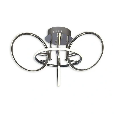 Image of Aros Semi Flush Ceiling Light 63cm Diameter, 4 Ring, 46W LED 3000K, 2050lm, Chrome, Rf Remotre Control