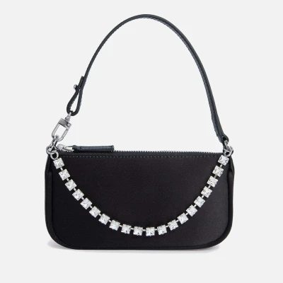 Image of BY FAR Mini Rachel Satin and Rhinestone Chain Bag
