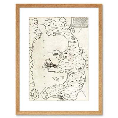Image of Wee Blue Coo Map Greek Island Corfu Antique Greece Framed Wall Art Print