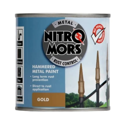 Image of Nitromors Anti Rust Hammered Finish Metal Paint, No Primer Required, Gold, 250 ml
