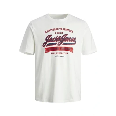 Image of JACK &amp; JONES Men&#039;s Jjelogo Tee Ss O Neck 2 Col Ss24 Sn Long Sleeved Shirt, Cloud Dancer, XS