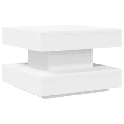 Image of vidaXL 360 degree rotatable coffee table engineered wood, modern white square end accent side table, 50x50x34.5 cm, living room/office/lounge