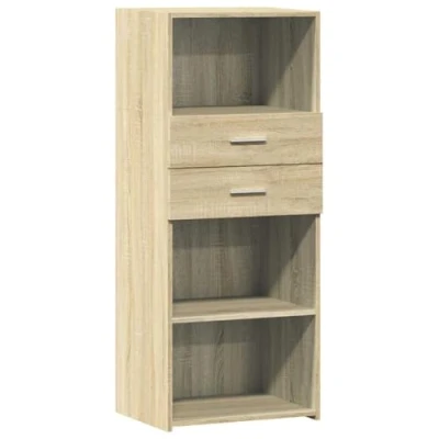 Image of vidaXL Highboard Sonoma Oak 50x42.5x124 cm Engineered Wood Storage Cabinet Modern Style for Living Room and Home Office