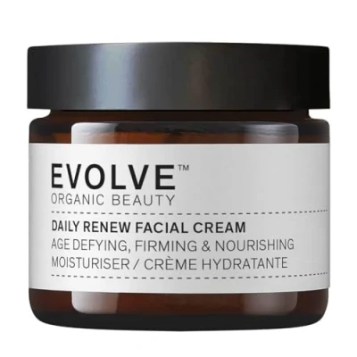 Image of Evolve Organic Beauty Daily Renew Facial Cream with anti ageing Peptides, Hyaluronic Acid, vitamin E Certified Vegan Clean (2 oz 60 mL) For Normal to dry skin