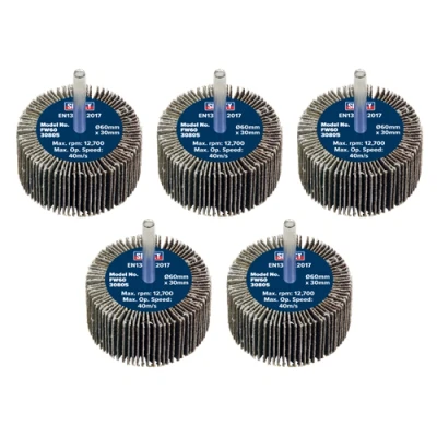 Image of Sealey Abrasive Flap Wheel Ø60 x 30mm 80Grit Ø6mm Shaft Pack of 5