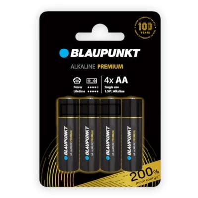Image of BLAUPUNKT Premium AA alkaline batteries, pack of 4, best for game controllers, toys, LR6BPR/4CP