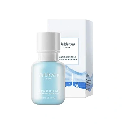 Image of Muldream Seoul Vegan Green Mild Hyaluron Ampoule, Hydrating and Moisturiser Serum for Dry Sensitive Skin 55ml