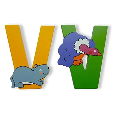 Image of Vinsani® WOODEN JUNGLE ANIMAL ALPHABET LETTERS PERSONALISED BEDROOM WALL DOOR NAME (V)
