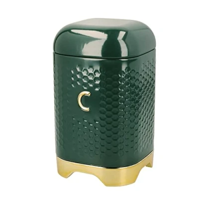Image of Lovello Textured Hunter Green Coffee Canister