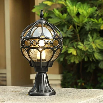 Image of ChaoZan Outdoor Street Lamp / Post Lights, Rustic Floor 230 Volt E27 IP55 Pillar Garden Lighting, Villa Terrace Entrance and Driveway Lights.(Black)