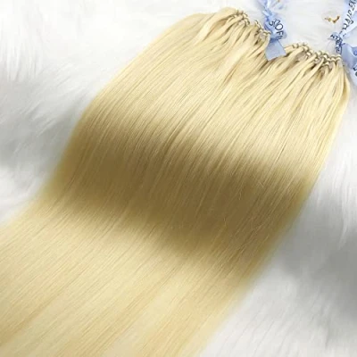 Image of GOOFIT Hair Extensions Micro Loop Human Remy Double Rings 1g/s 50s/pack (18&quot; #613 Bleach Blonde)