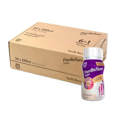Image of PaediaSure Shake Balanced Nutritional Supplement Ready to Drink, 24 x 200 ml Vanilla, Multivitamin for Kids with Protein, Essential Fatty Acids and Minerals Support Growth Development