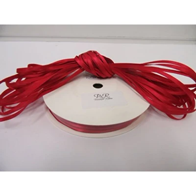Image of 1 roll of 3mm x 50 metres Satin Ribbon Ruby Dark Red Double Sided 3 mm