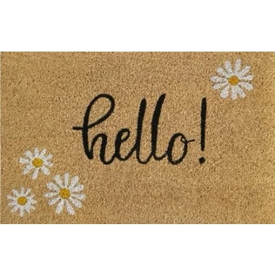 Image of AP Supplies Rubber Backed Coir Door Mat 40cm x 60cm Durable, Non Slip, Eco Friendly, Absorbent for Indoor/Outdoor, Entrance, Floor (HELLO !)