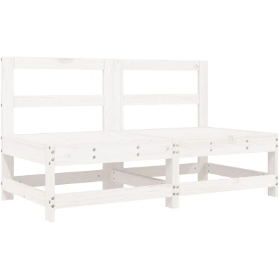 Image of vidaXL Garden Middle Sofas 2 pcs White Solid Wood Pine