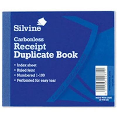 Image of Silvine Duplicate Book Carbonless Receipt 1 100 106.5x125.5mm Ref 720 P [Pack of 5]