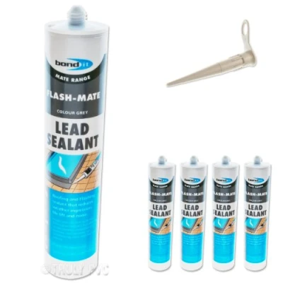 Image of 4 x Bond It Flash Mate Grey flashing Silicone lead Sealant EU3 seals and repairs lead, leaks saves using mortar on flashings.