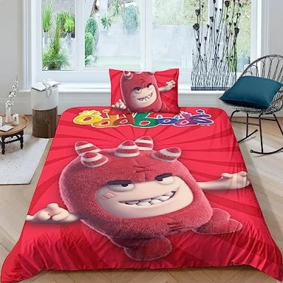 Image of BYTUGI Comforter Bedding Set for Kids Boys Girls Oddbods Print Duvet Cover Microfiber 3D Animation Printed Quilt Cover,Room Decor Single（135x200cm）