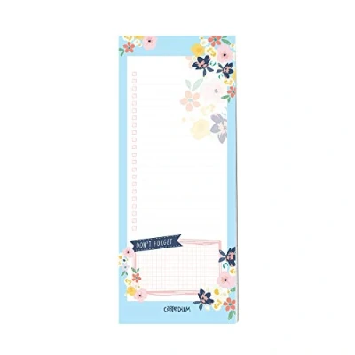 Image of Pukka Pad Carpe Diem to Do List Magnetic Memo for Groceries, Chores, &amp; More Sticks Refrigerator or Other Metal Surfaces 60 Tear Off Sheets of 100GSM Paper, 8.5 x 3.5in, Ditsy Floral