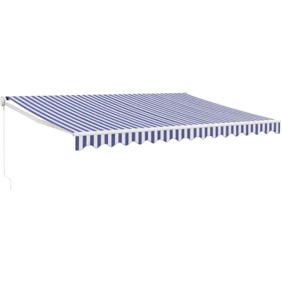 Image of vidaXL Retractable Awning Blue and White 4.5x3 m Fabric Aluminium