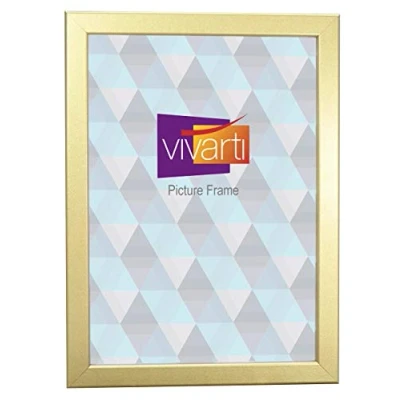 Image of Vivarti Thin Gold Picture Frame 12&quot; x 10&quot; Frames 12 10 Photo 12x10 with Clear Styrene Sheet &amp; Wall Mounted Hook inch Inches