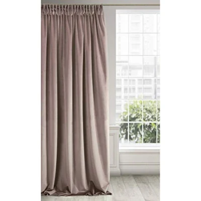 Image of Eurofirany Soft Plain Opaque Velvet Curtain with Rufflette Tape For Rail 1 Unit, Thick Fluffy Panel Drape Classic Glamour Elegant Living Room Bedroom, W55&#039;&#039; x L106&#039;&#039;, 140x270 cm, Powder Pink