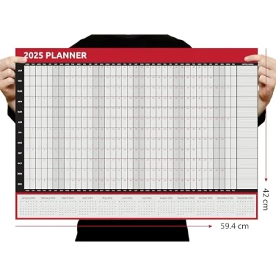 Image of 2025 Wall Planner Calendar A2 Size (59.4cm x 42cm) Full Year to View For Home Office Work School
