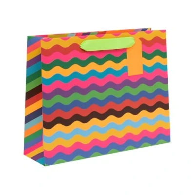 Image of Glick Large Landscape Gift Bag, Mega Ric Rac, Luxury Recyclable Bag for Birthdays &amp; Celebrations, 275 x 355 100 mm, Multi Coloured