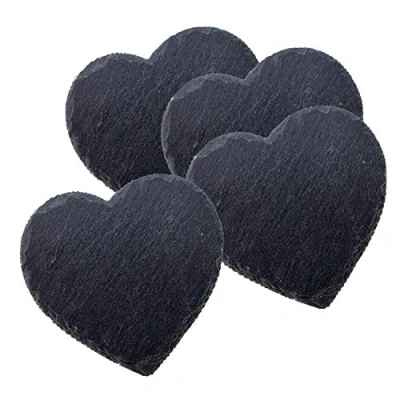 Image of APOLLO Slate Heart Coaster set 4,Multi colour,10x5x10